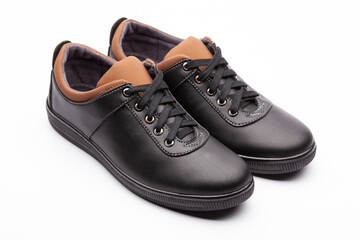 beautiful stylish men's shoes isolated on white background.