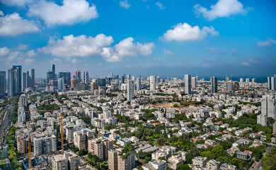 Aerial cityscape of Tel Aviv downtown, Israel.