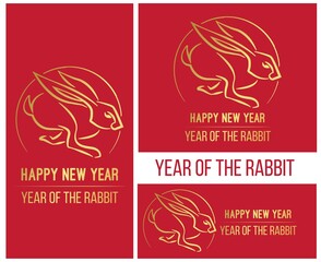 Collection of social media banners year of the rabbit, illustrations of rabbits. Chinese new year 2023 is the year of the rabbit, the symbol of the Chinese zodiac.