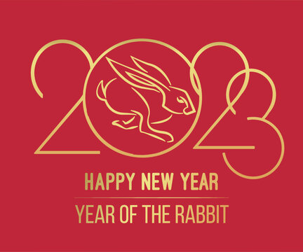 Chinese new year 2023 year of the rabbit - chinese zodiac symbol, lunar new year concept, modern background design. social media banner
