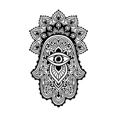 Hamsa Hand of Fatima . Vector illustration. Ethnic amulet Indian, Arabic, Jewish ornaments