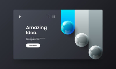 Minimalistic 3D balls site illustration. Modern handbill vector design layout.