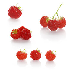 fresh ripe raspberries isolated on a white background