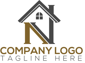 N Letter Logo, Real estate Logo Concept. n home logo design vector