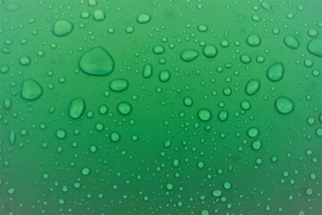 Wassertropfen auf grüner Plastikfolie