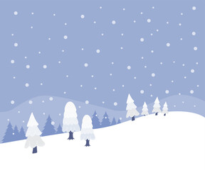 Fototapeta na wymiar Winter landscape with snow. Christmas illustration.