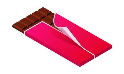 Vector illustration of chocolate bar isolated on white background. Milk  chocolate icon. Dessert.