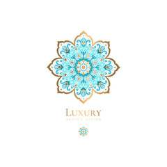 Luxury pattern on a white background. Vector mandala template. Golden design elements. Traditional Turkish, Indian motifs. Great for fabric and textile, wallpaper, packaging or any desired idea.