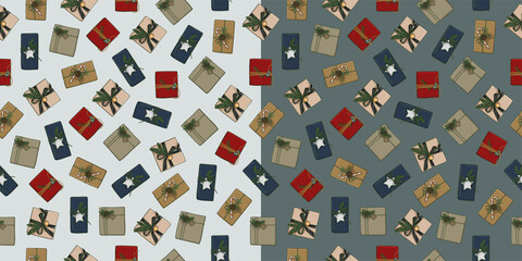 Gift pattern. A gift for the New Year and Christmas. Tape. Decor.