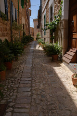 old streets of historical city Fornalutx, Mallorca, Spain