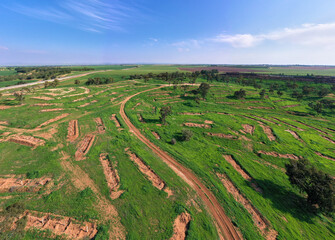 Spring  landscape in the countryside, Israel. Aerial view