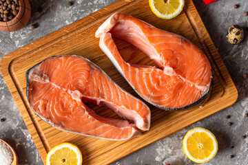 raw red fish salmon cooking fish steaks flatley
