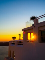 Romantic Santorini island during sunset, Greece, Europe. Summer concept.