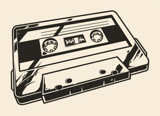 Music cassette monochrome emblem vintage