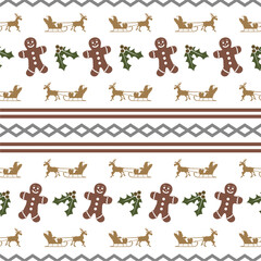 Christmas Seamless Patterns with santa and gingerbread elements perfect for present and background