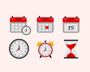 Date, Time, clock, and alarm Icons Symbol