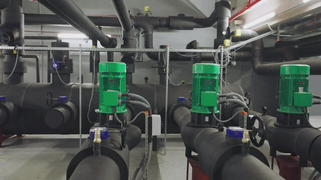 Motor machines control the large blower pumps. And the large ventilation pipes attached to factory