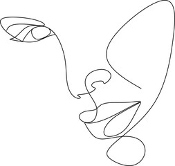 Continuous line drawing of Portrait of a Beautiful Woman's face. The Concept of Skin Beauty Care for young female models. Fashion beauty model with a white background. Vector