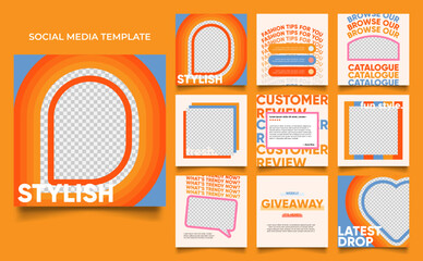 social media template banner fashion sale promotion in colorful color. fully editable instagram and facebook square post frame puzzle organic sale poster.