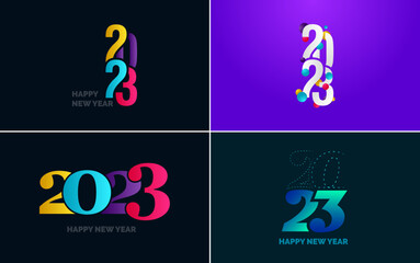 Happy New Year 2023 text design. Cover of business diary for 2023 with wishes. Brochure design template. card. banner. New Year Vector illustration