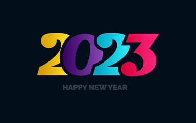 Happy New Year 2023 text design. for Brochure design template. card. banner. Vector illustration