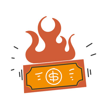 Hand Drawn Doodle Burning Money Illustration Vector