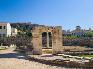 Ruins of Hadrian's Library Below Acropolis
