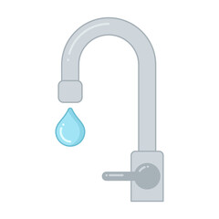 Tap icon. Modern water tap with a drop of water. Simple vector illustration