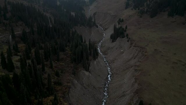 Aerial view of mountain landscape in Almaty, Kazakhstan