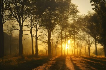 Fototapeta na wymiar Sunrise in the countryside. Rural. Sunshine. Warmth.