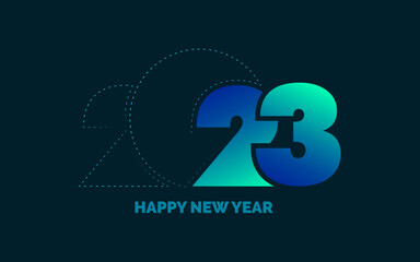 Happy New Year 2023 text design. Cover of business diary for 2023 with wishes. Brochure design template. card. banner. Vector illustration