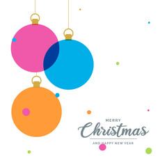 Flat merry christmas decorative Ball elements hanging Vector background illustration