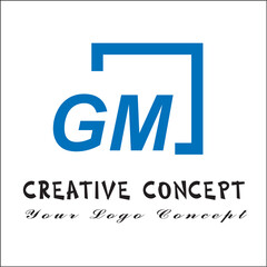 Creative initial letters gm square logo design concept vector