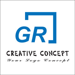 Creative initial letters gr square logo design concept vector