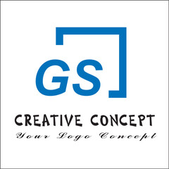 Creative initial letters gs square logo design concept vector