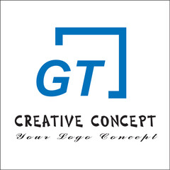 Fototapeta premium Creative initial letters gt square logo design concept vector