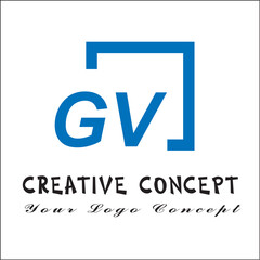 Creative initial letters gv square logo design concept vector
