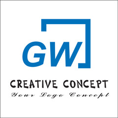 Creative initial letters gw square logo design concept vector