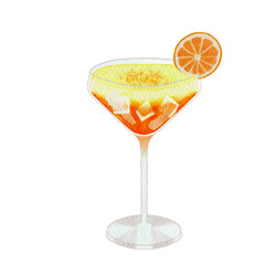 Watercolor cocktail drink.	
