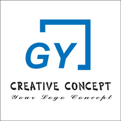 Creative initial letters gy square logo design concept vector