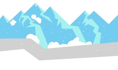 Winter illustration, winter landscape with mountains