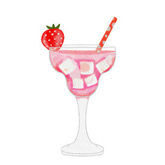 Watercolor cocktail drink.	
