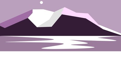 Winter illustration, illustration of a mountain landscape