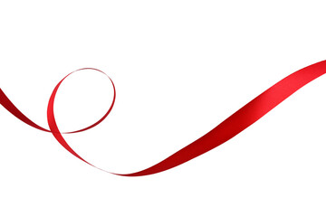 Red ribbon abstract line art.	