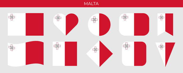 Malta national flag. Vector illustration isolated on white background - obrazy, fototapety, plakaty