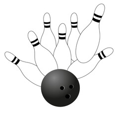 Bowling ball and flying pins