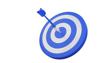 PNG of 3d render illustration of arrow hit the center of target. Business target achievement concept