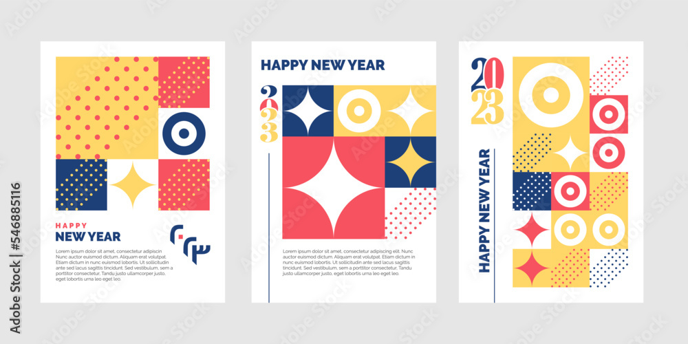 Poster 2023 tri-fold brochure design. happy new year template. vector illustration