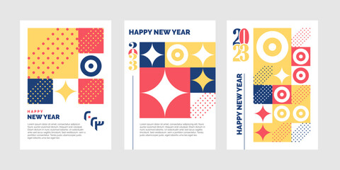 2023 Tri-Fold Brochure Design. Happy New Year Template. Vector illustration
