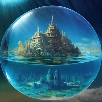 Underwater city in a bubble